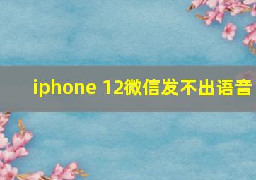 iphone 12微信发不出语音